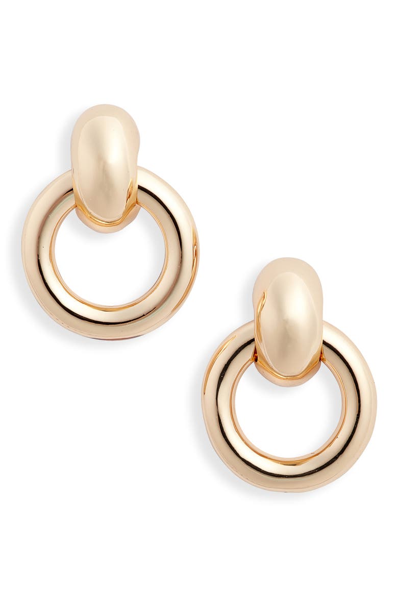 Puffy Faye Knocker Earrings, Main, color, GOLD