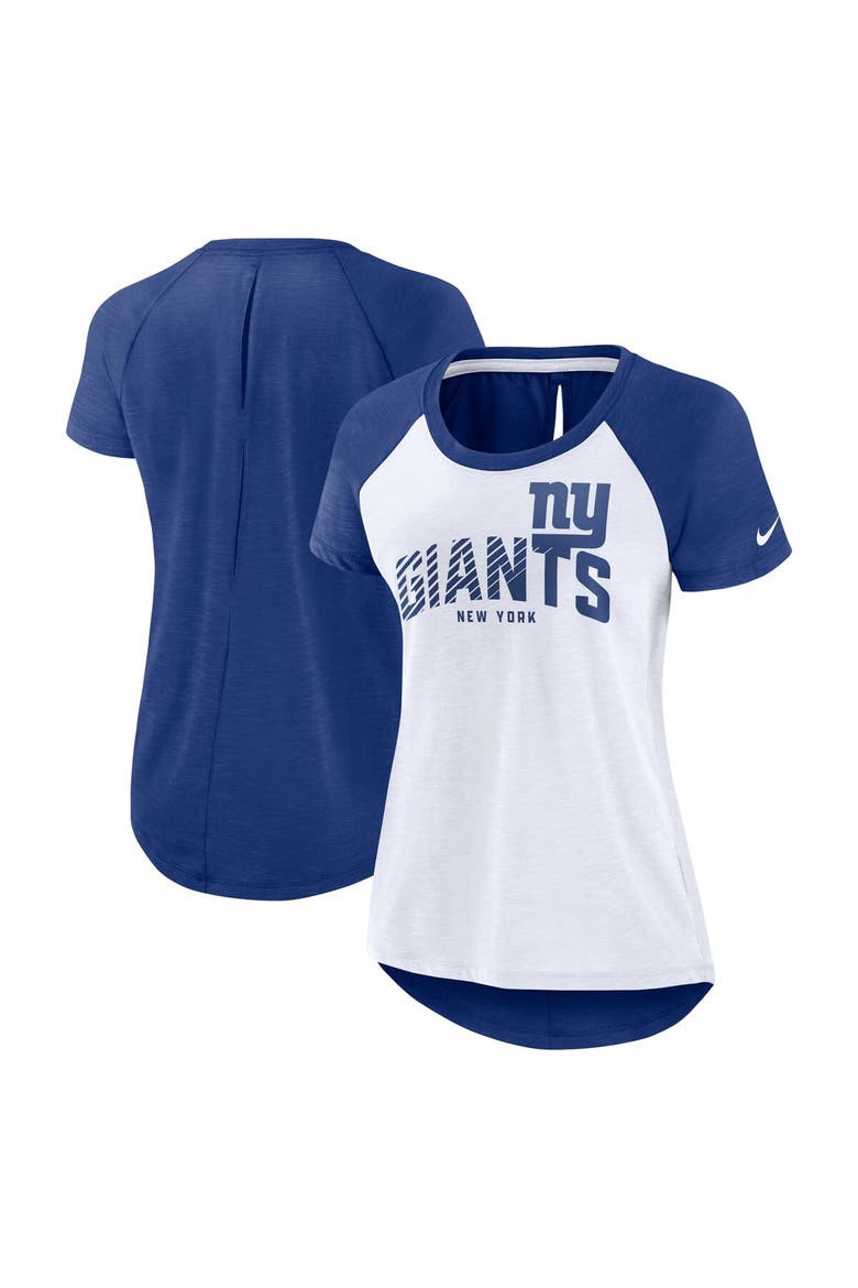 Women's Nike White/Heather Scarlet New York Giants Back Slit Lightweight Fashion T-Shirt, Main, color, White