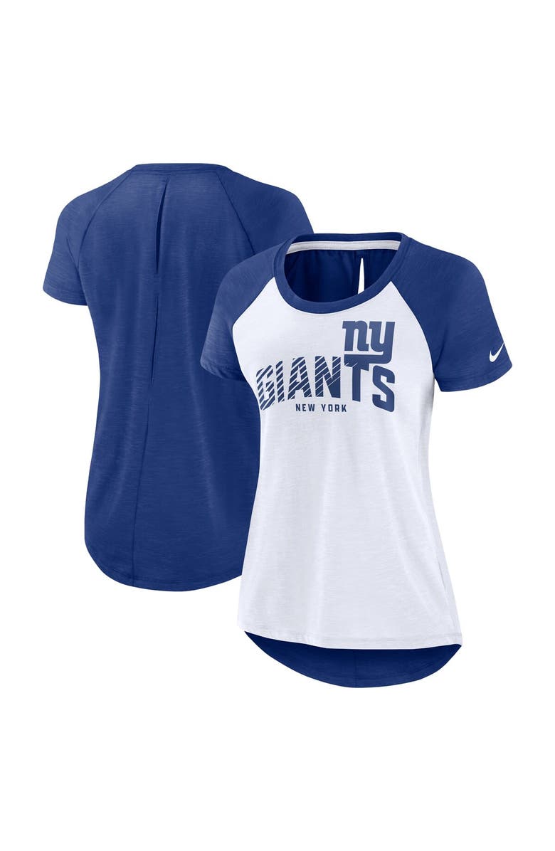 Nike Women's Nike White/Heather Scarlet New York Giants Back Slit Lightweight Fashion T-Shirt, Main, color, White