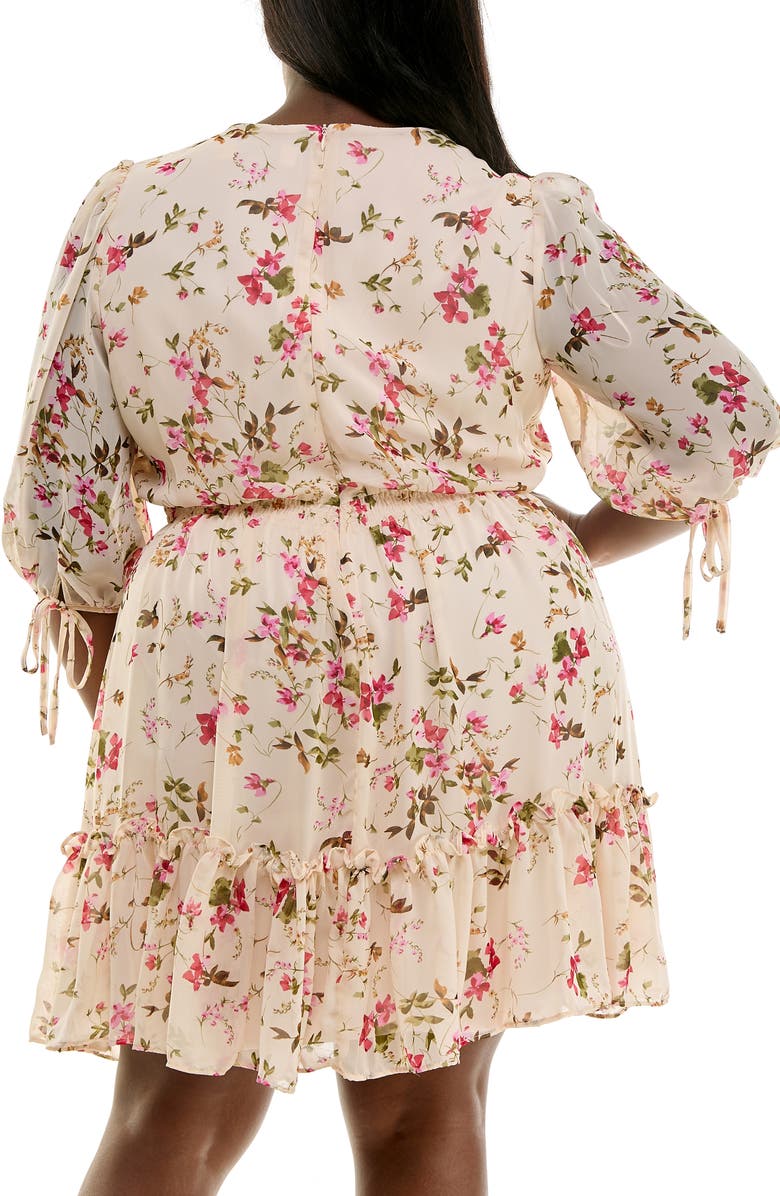 Taylor Dresses Floral Three-Quarter Sleeve Dress, Alternate, color, 