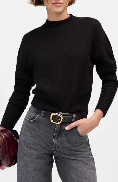 Madewell Mock Neck Puff Sleeve Alpaca Blend Sweater