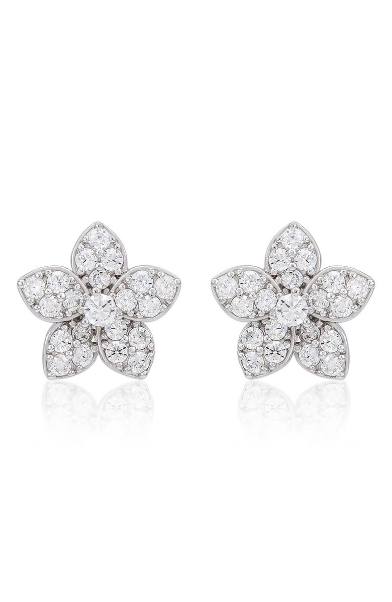 SUZY LEVIAN Pavé Cubic Zirconia Flower Stud Earrings, Main, color, 