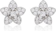 SUZY LEVIAN Pavé Cubic Zirconia Flower Stud Earrings