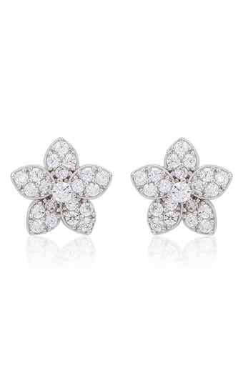 Pavé Cubic Zirconia Flower Stud Earrings