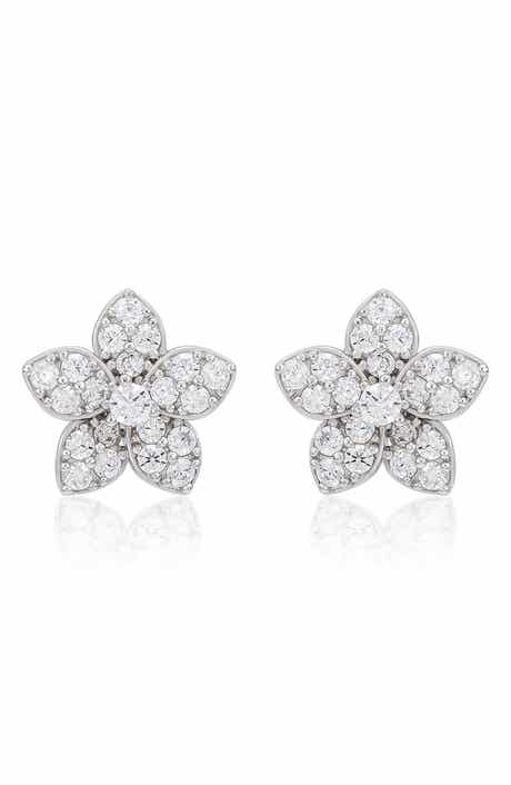 SUZY LEVIAN Pavé Cubic Zirconia Flower Stud Earrings