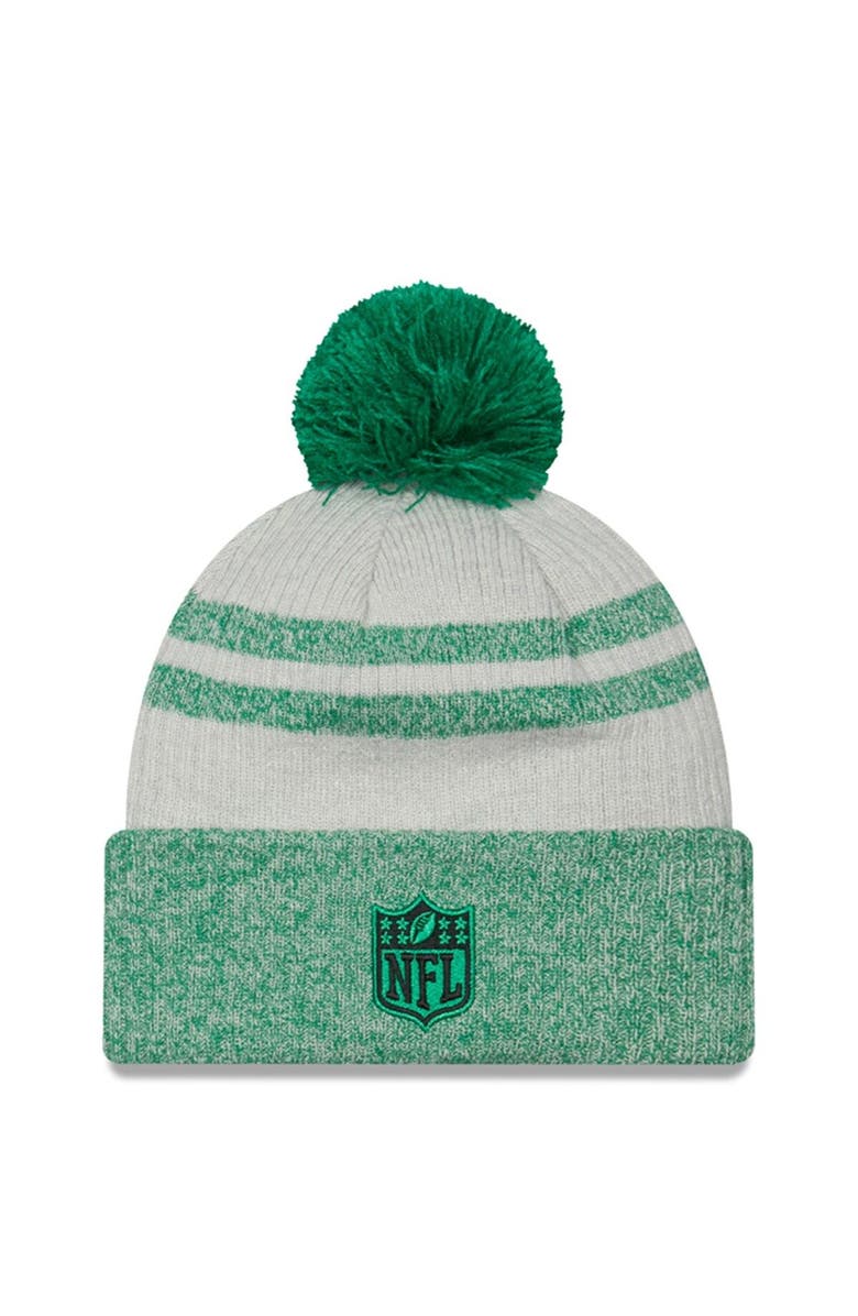 New Era Men's New Era Kelly Green Philadelphia Eagles 2022 Sideline Historic Cuffed Pom Knit Hat, Alternate, color, 
