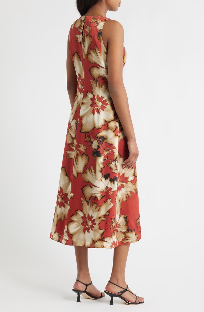 Anne Klein Floral Sleeveless Swing Dress, Alternate, color, Spiced Berry Multi