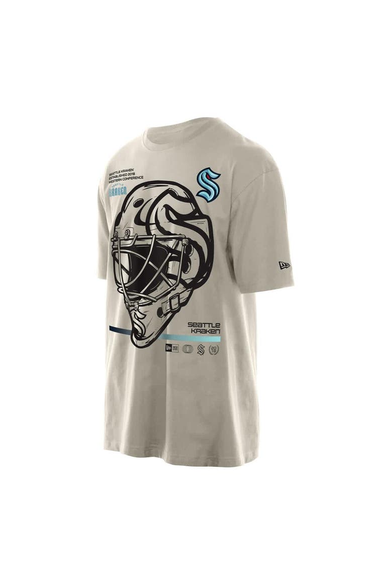 Men's New Era Tan Seattle Kraken Goalie Mask T-Shirt, Alternate, color, Tan