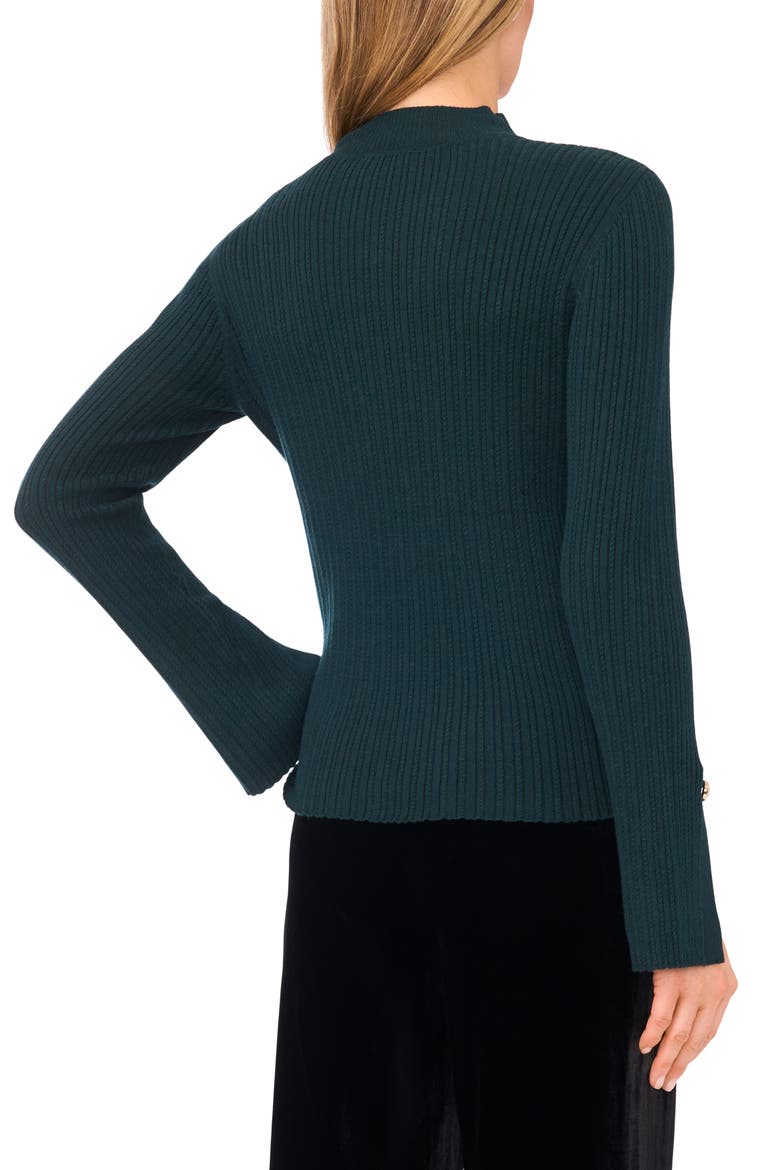 Mock Neck Split Cuff Ribbed Sweater, Alternate, color, MIDNIGHT FOREST
