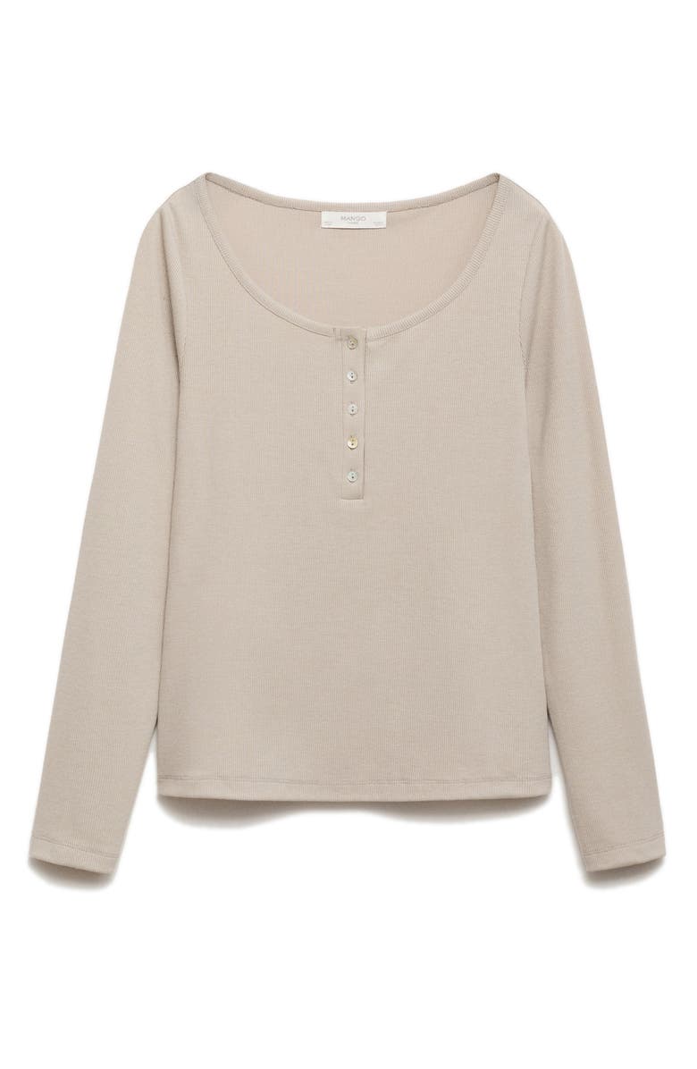 MANGO Rib Knit Pajama Henley, Alternate, color, Light/ Pastel Grey