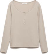 MANGO Rib Knit Pajama Henley