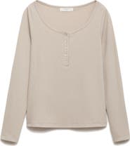 MANGO Rib Knit Pajama Henley