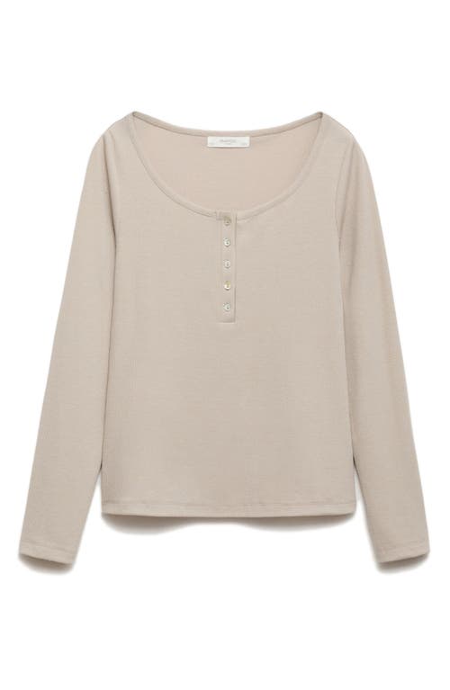 Mango Rib Knit Pajama Henley In Brown