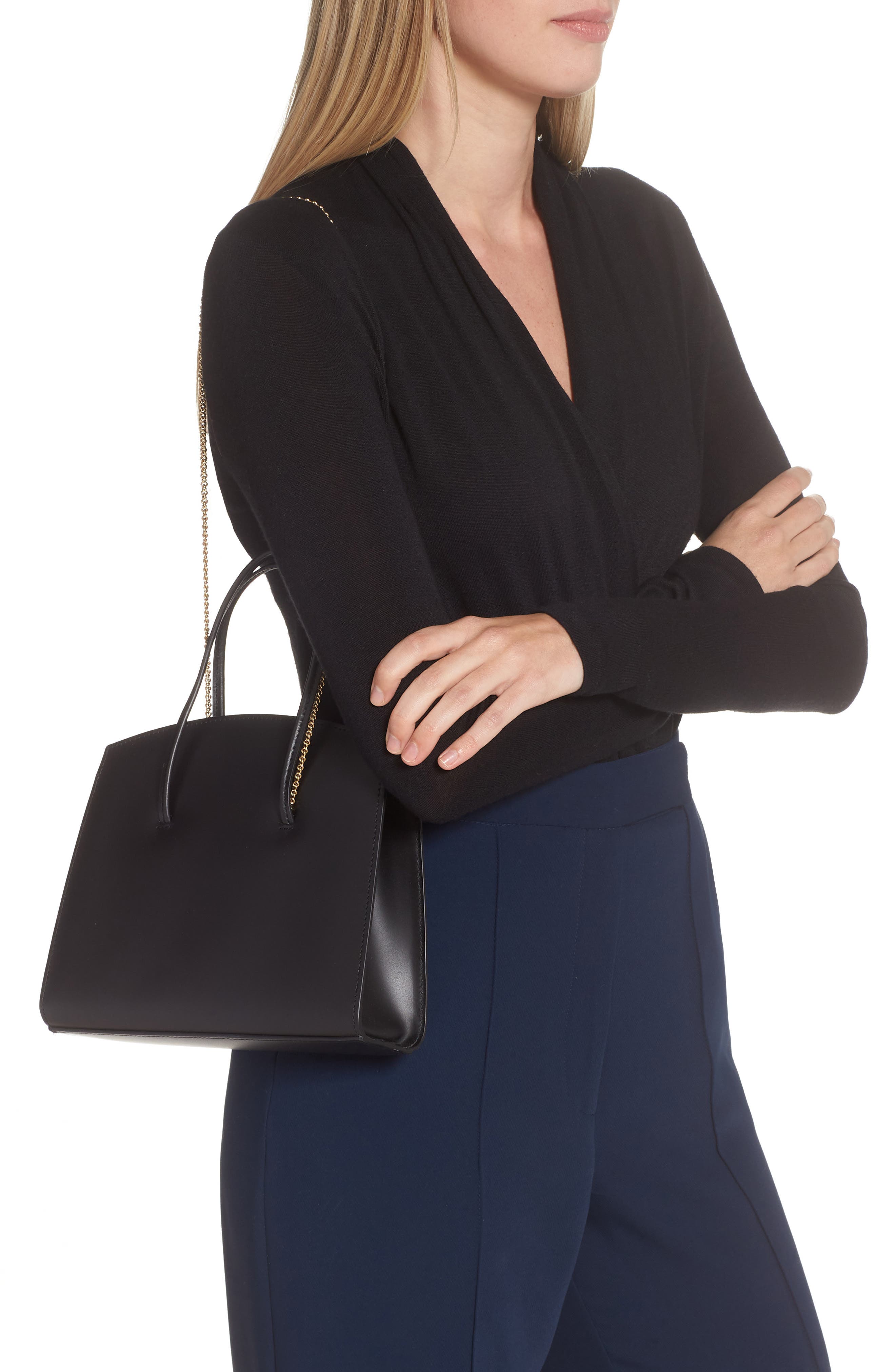 Little Liffner Mini Chained Minimal Leather Tote Bag, Alternate, color, 