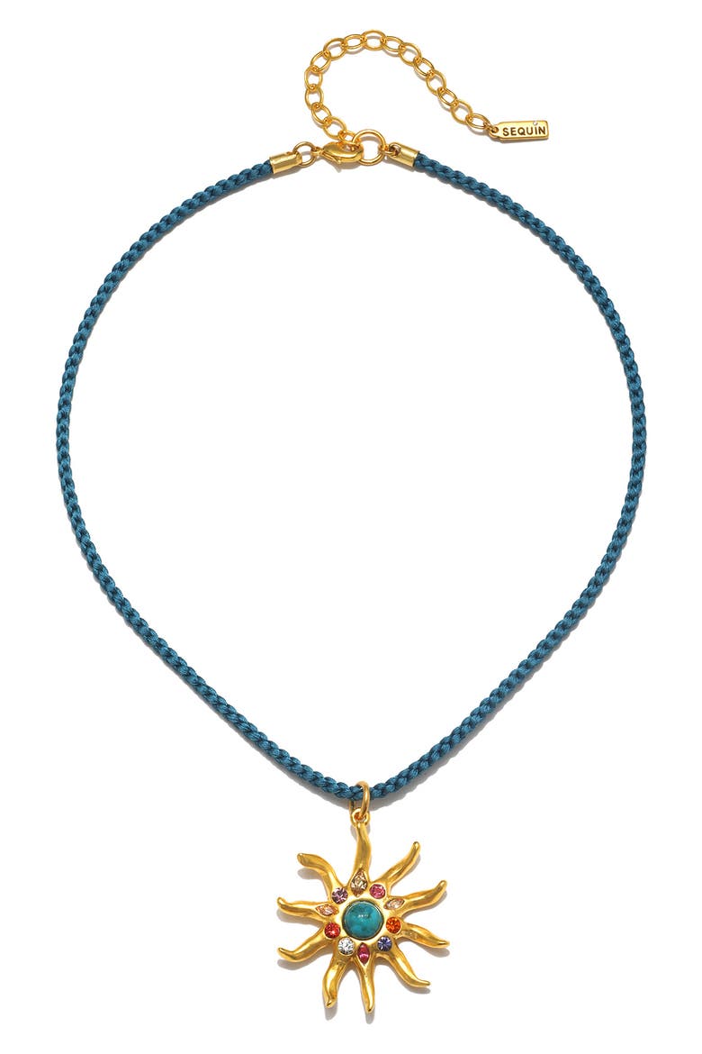 Sol Cord Pendant Necklace, Main, color, TURQUOISE/ GOLD