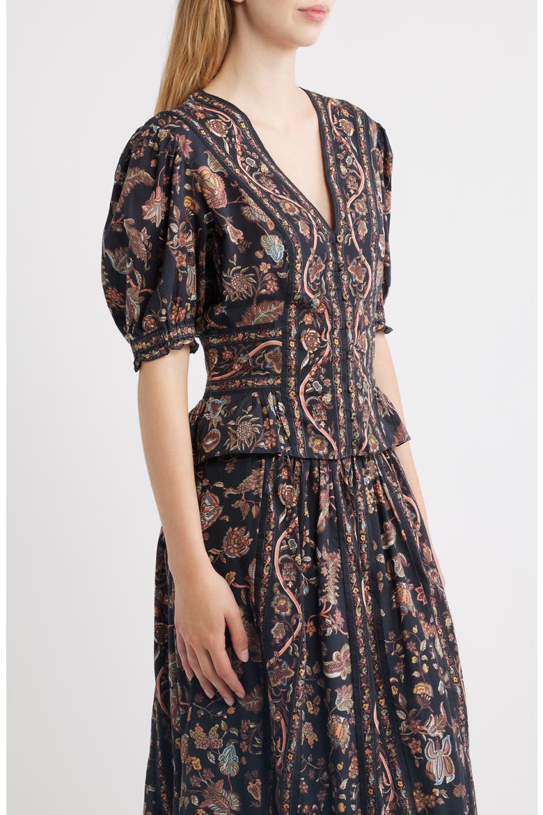 Melissa Organic Cotton Peplum Top, Alternate, color, BOIS PRINT