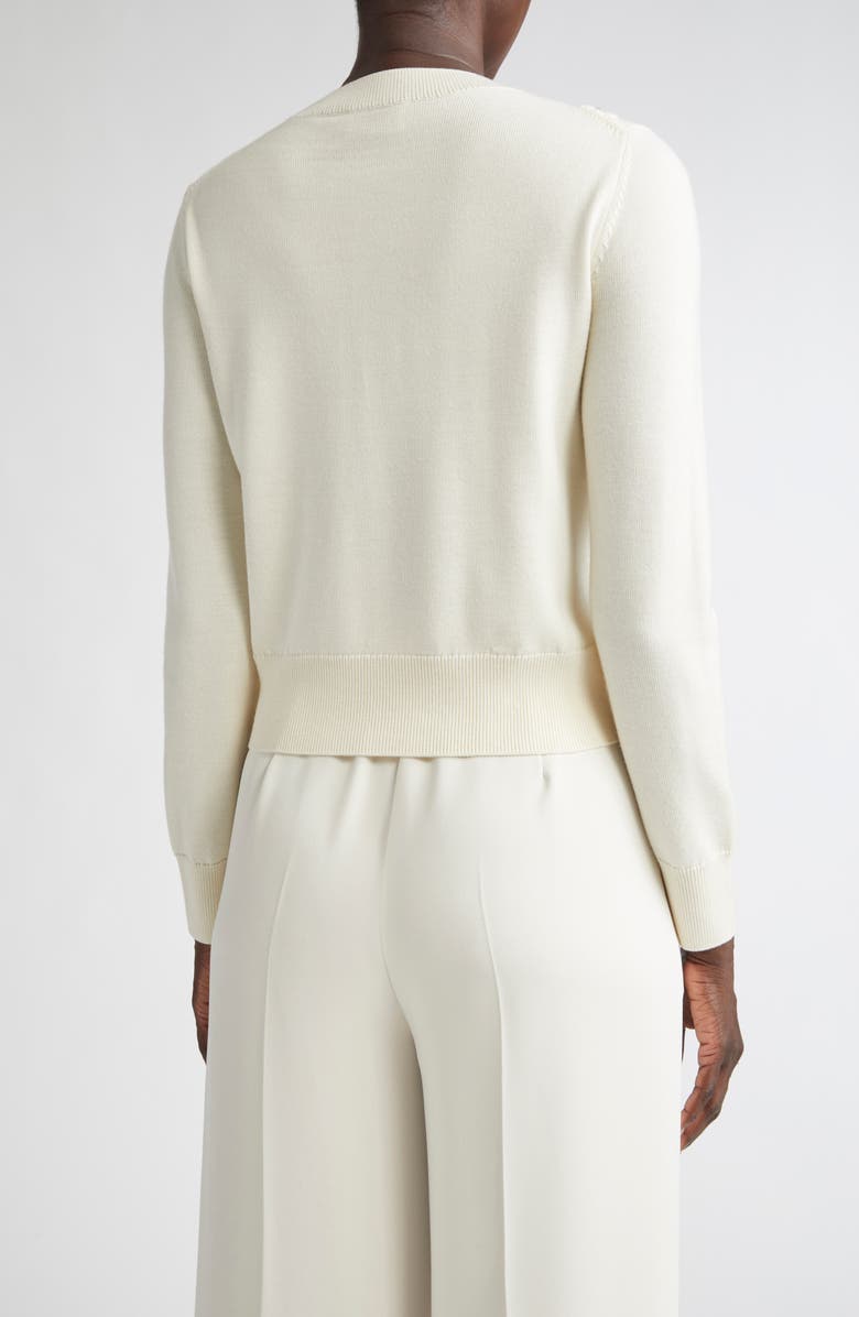 ST. JOHN Beaded & Embroidered Floral Wool Blend Cardigan, Alternate, color, Ecru