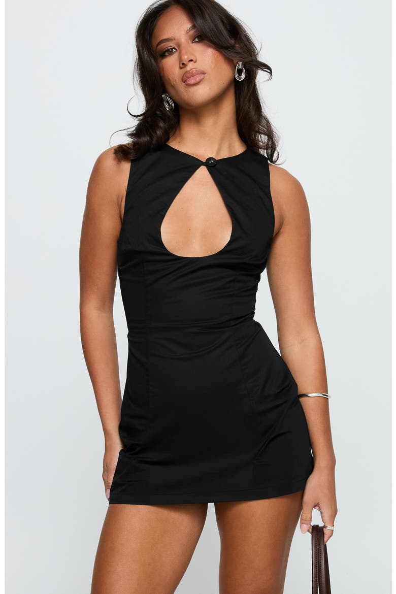 Etiquette Cutout Organic Cotton Skirted Romper, Alternate, color, BLACK