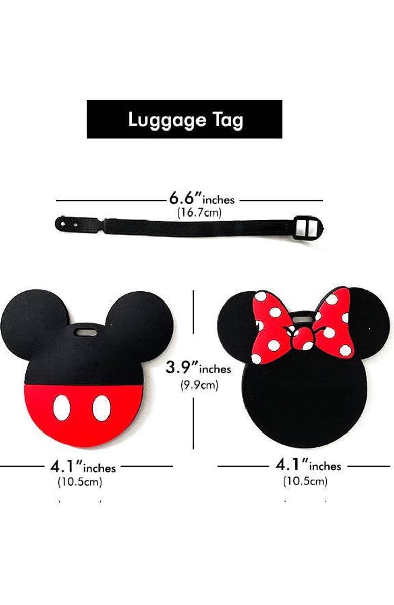Disney Cute Luggage Tags, Set of 4, Alternate, color, Black, Red