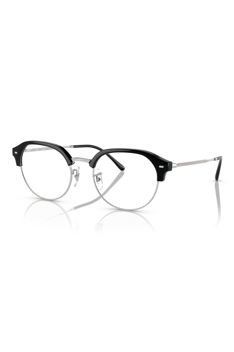 0RX7229 53mm Irregular Optical Glasses, Alternate, color, BLACK