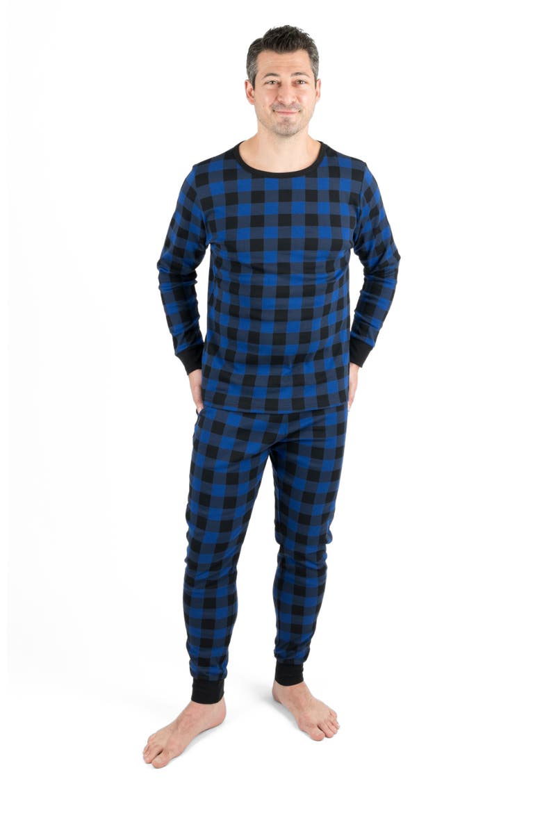 Men's Cotton Plaid Matching Family Holiday Pajamas, Main, color, Plaid Black & Navy