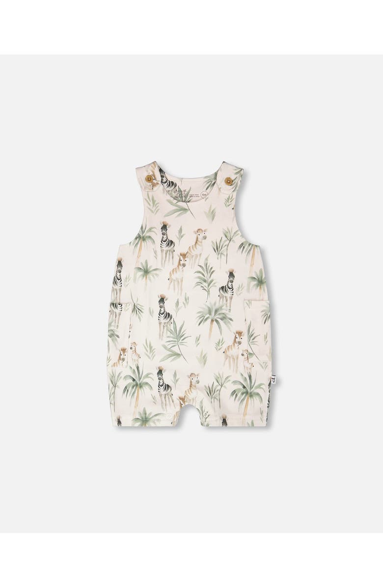 Deux par Deux Organic Cotton Jersey Zebra Print Romper, Main, color, Beige Zebra Print