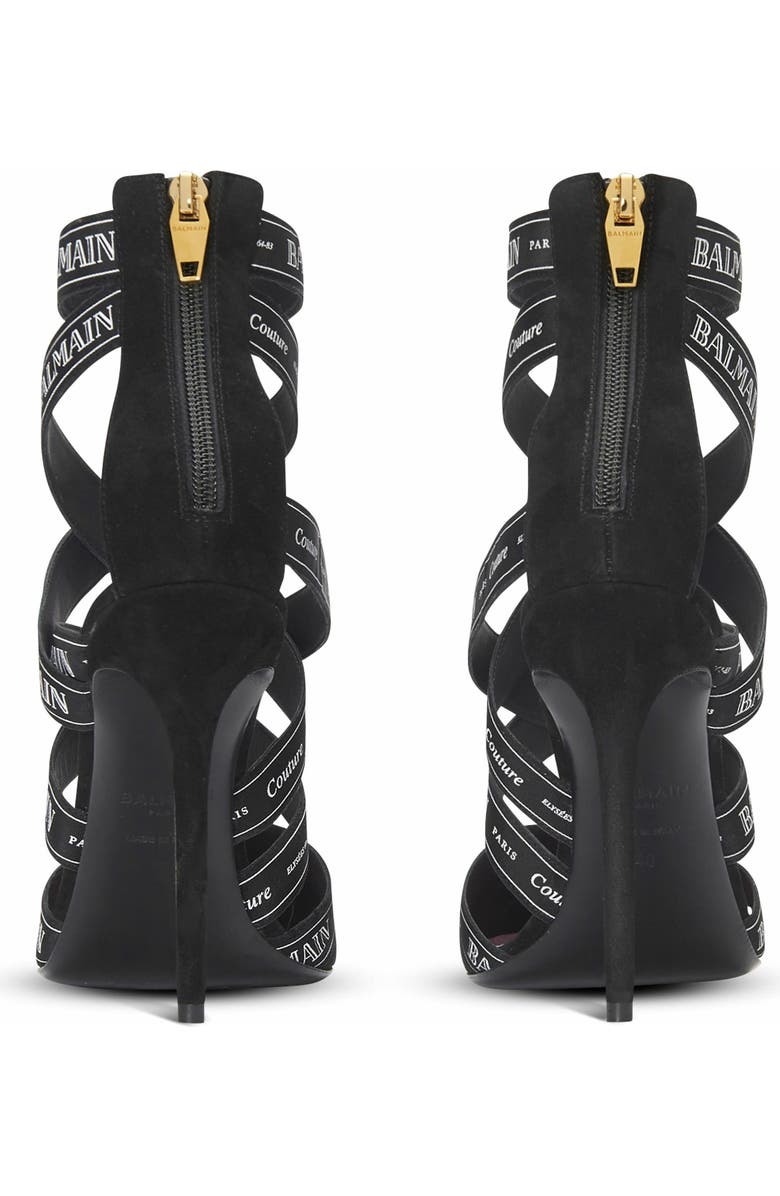 Balmain Couture Suede Heels With Balmain Ribbon Motif, Alternate, color,