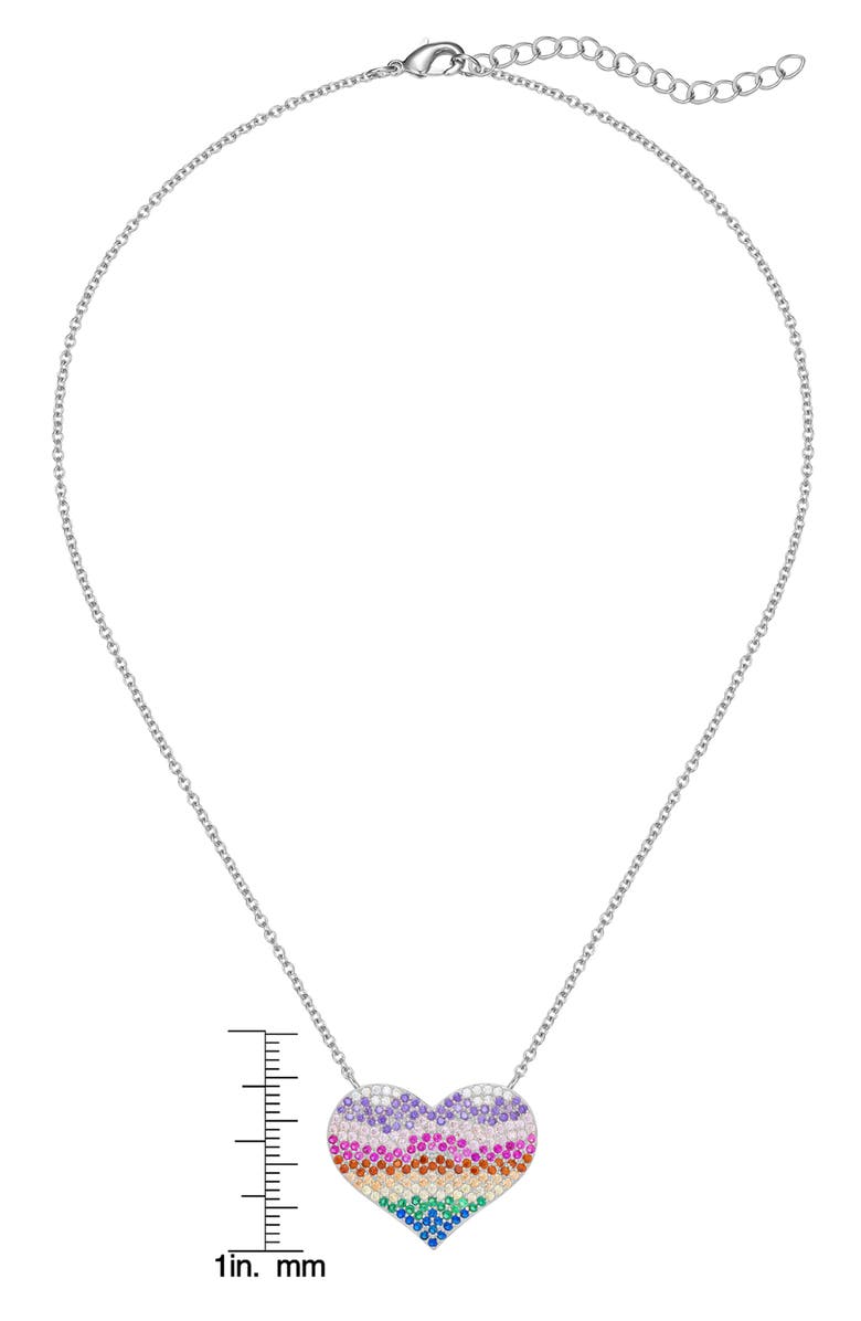 Lily Nily Kids' Rainbow Cubic Zirconia Heart Pendant Necklace, Alternate, color, Multi Silver