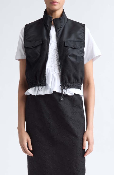 Caspen Mixed Media Crop Fleece Vest