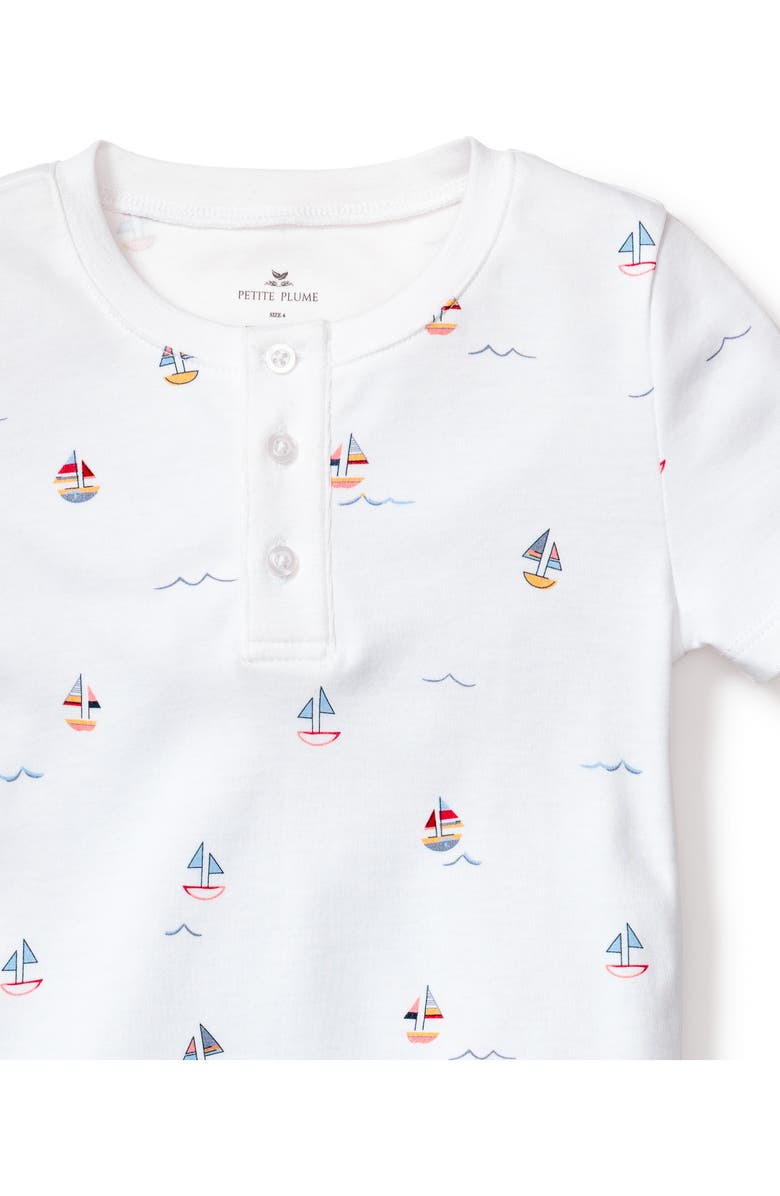 Petite Plume Kids' Print Fitted Two-Piece Pima Cotton Short Pajamas, Alternate, color, White