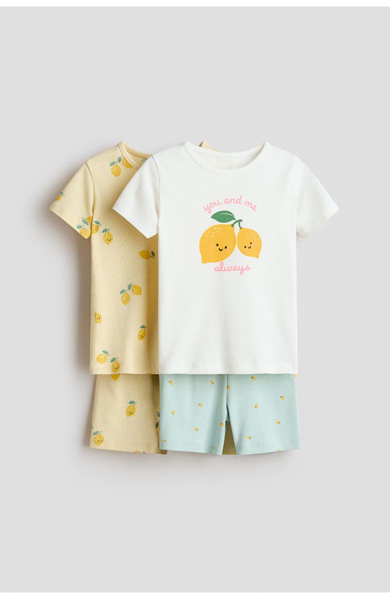 H&M 2-pack Snug Fit Printed Jersey Pyjamas, Main, color, Yellow/Lemons