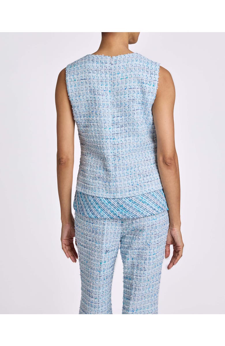 Santorelli CATERINA Sleeveless Top with Zipper Detail in Modern Tweed, Alternate, color, Aquamarine