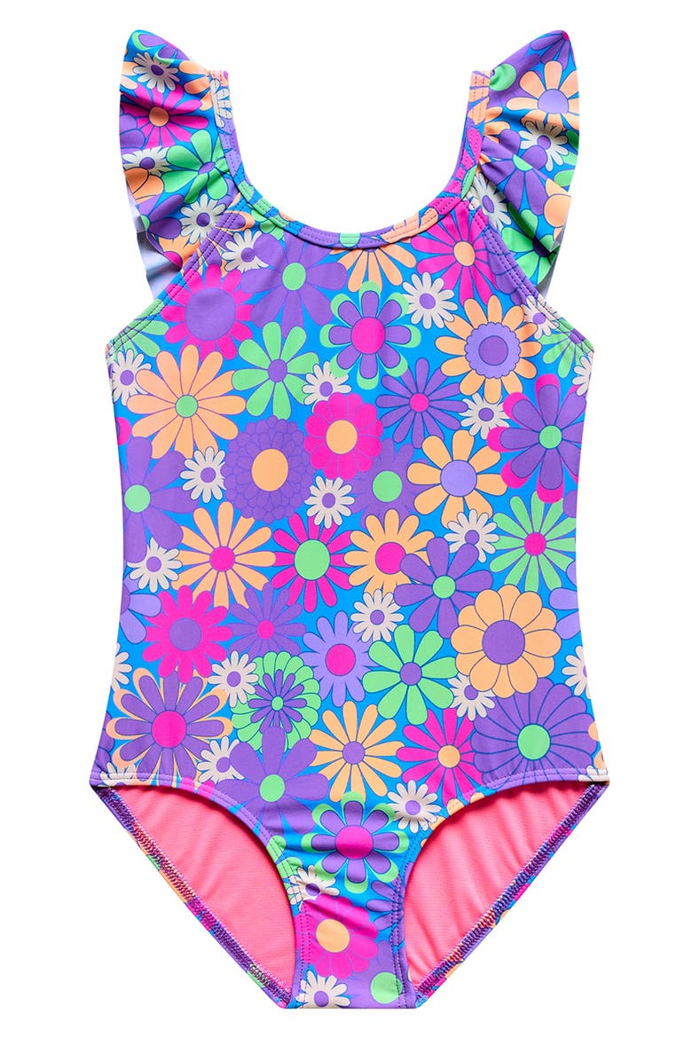 Kids' Ruffle Strap One-Piece Swimsuit, Main, color, MULTI
