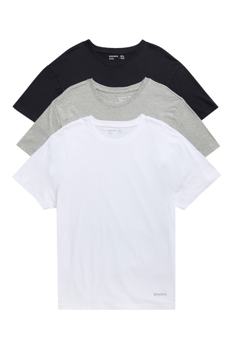 3-Pack Crewneck Undershirts, Main, color, BLACK MULTI