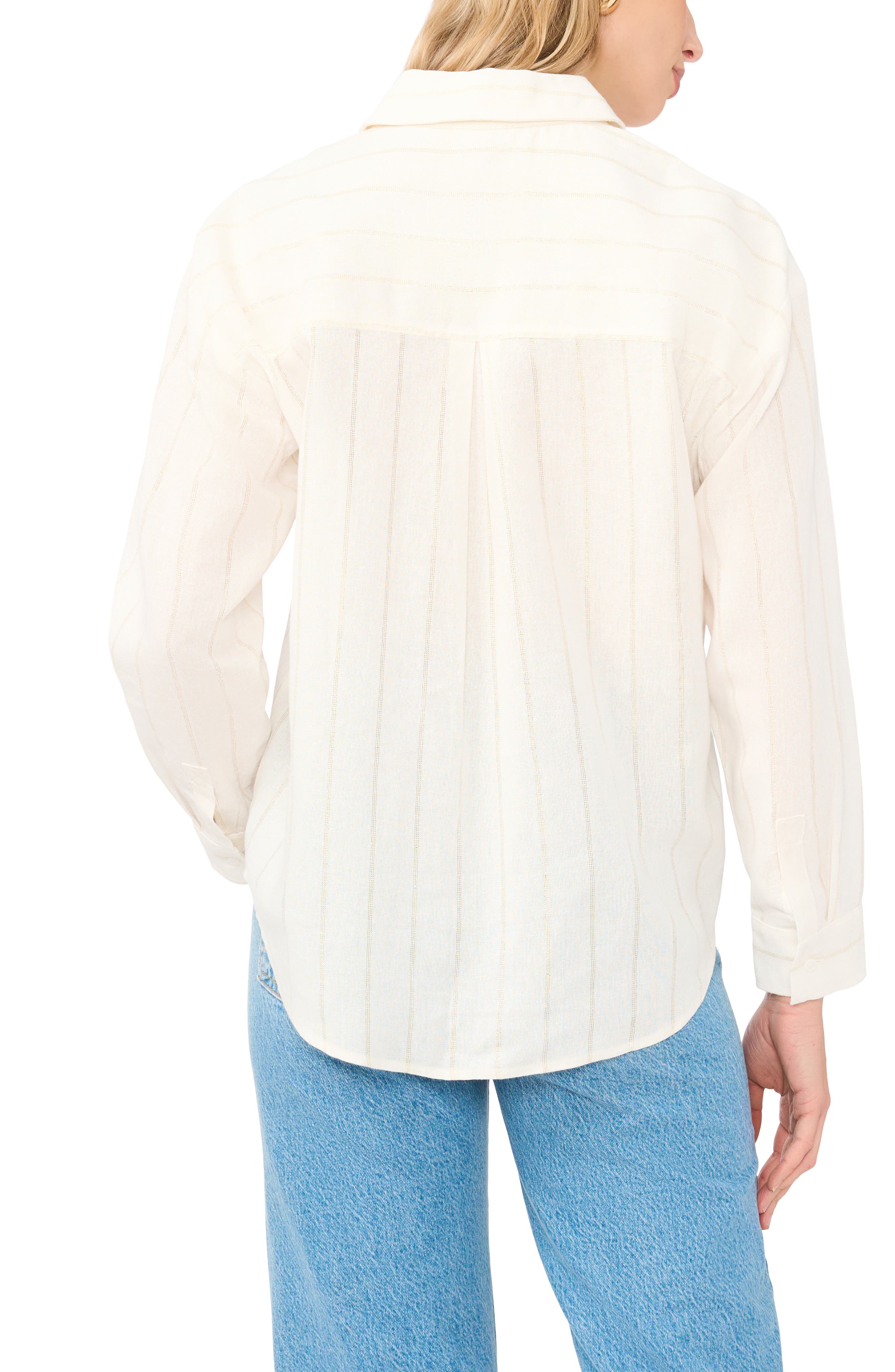 Stripe High-Low Button-Up Shirt - image 2