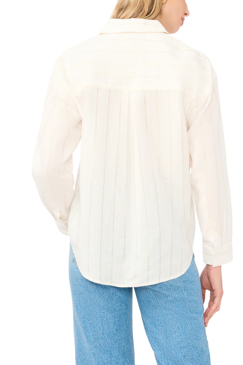 Stripe High-Low Button-Up Shirt, Alternate, color, NEW IVORY