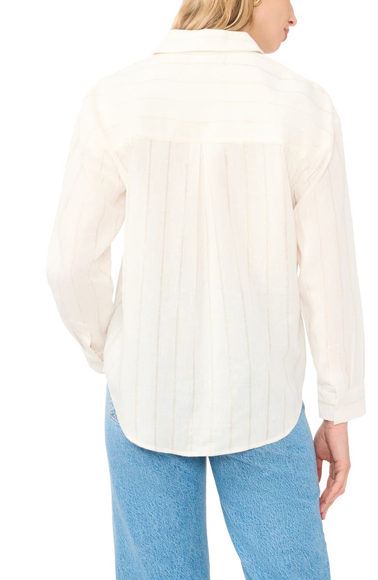 Vince Camuto Stripe High-Low Button-Up Shirt, Alternate, color, New Ivory