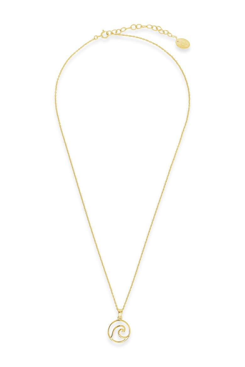 Open Circle Wave Pendant Necklace, Alternate, color, GOLD