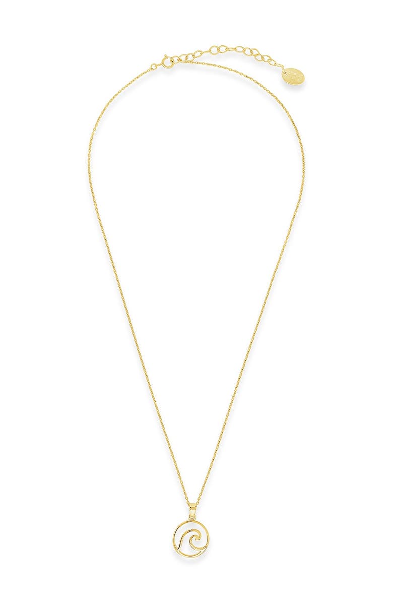 Sterling Forever Open Circle Wave Pendant Necklace, Alternate, color, Gold