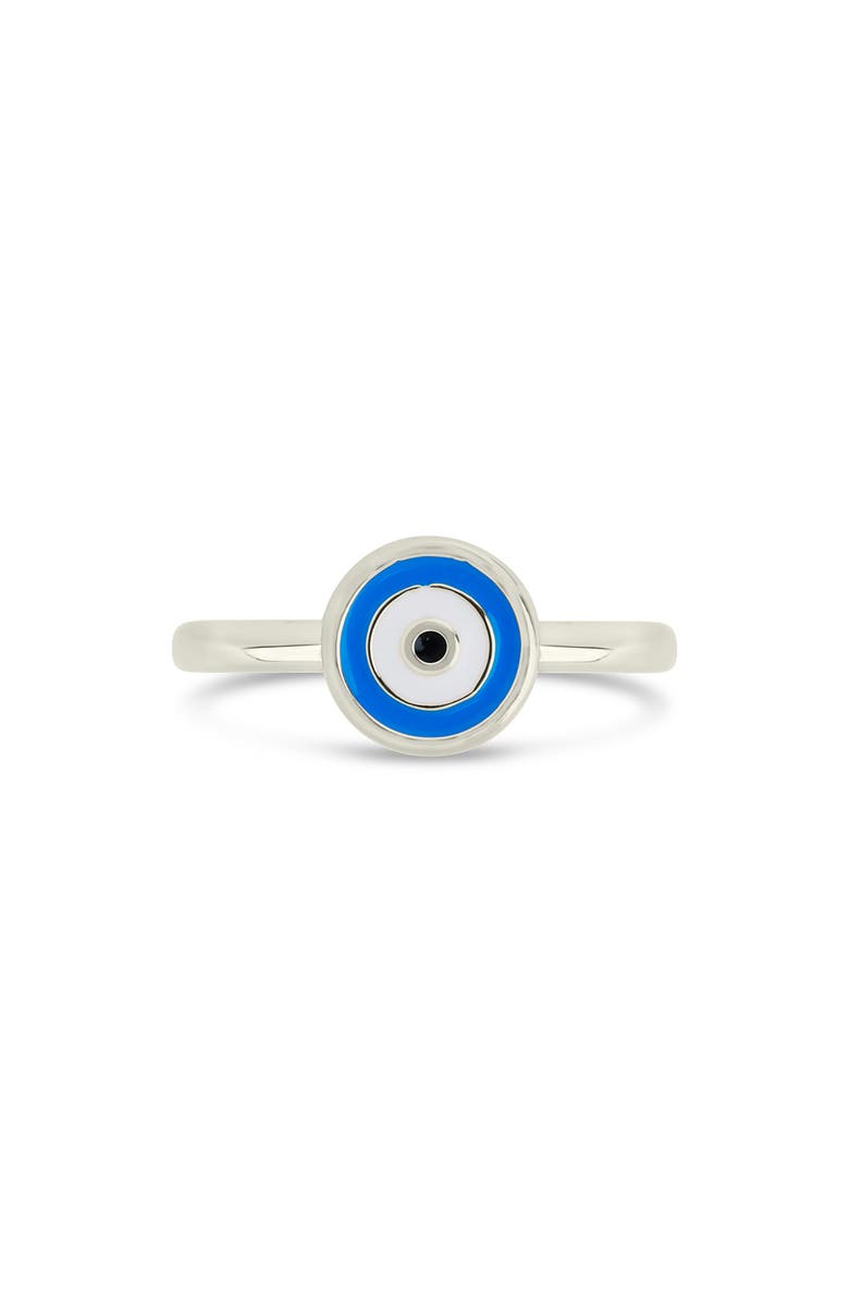 Sterling Forever Sibyl Enamel Evil Eye Ring, Alternate, color, Silver