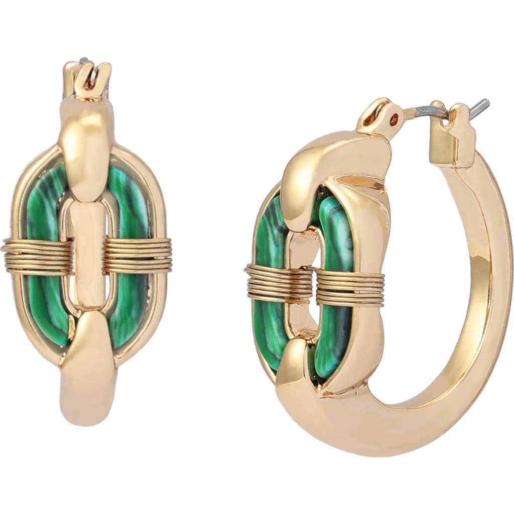 Robert Lee Morris Reconstituted Malachite Huggie Earrings In Green