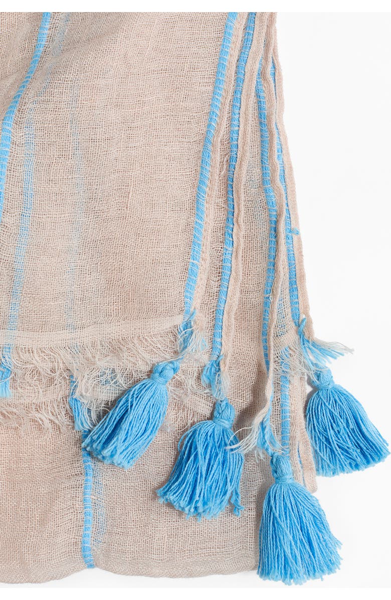 H&M Linen Scarf, Alternate, color, Light Beige/Light Blue