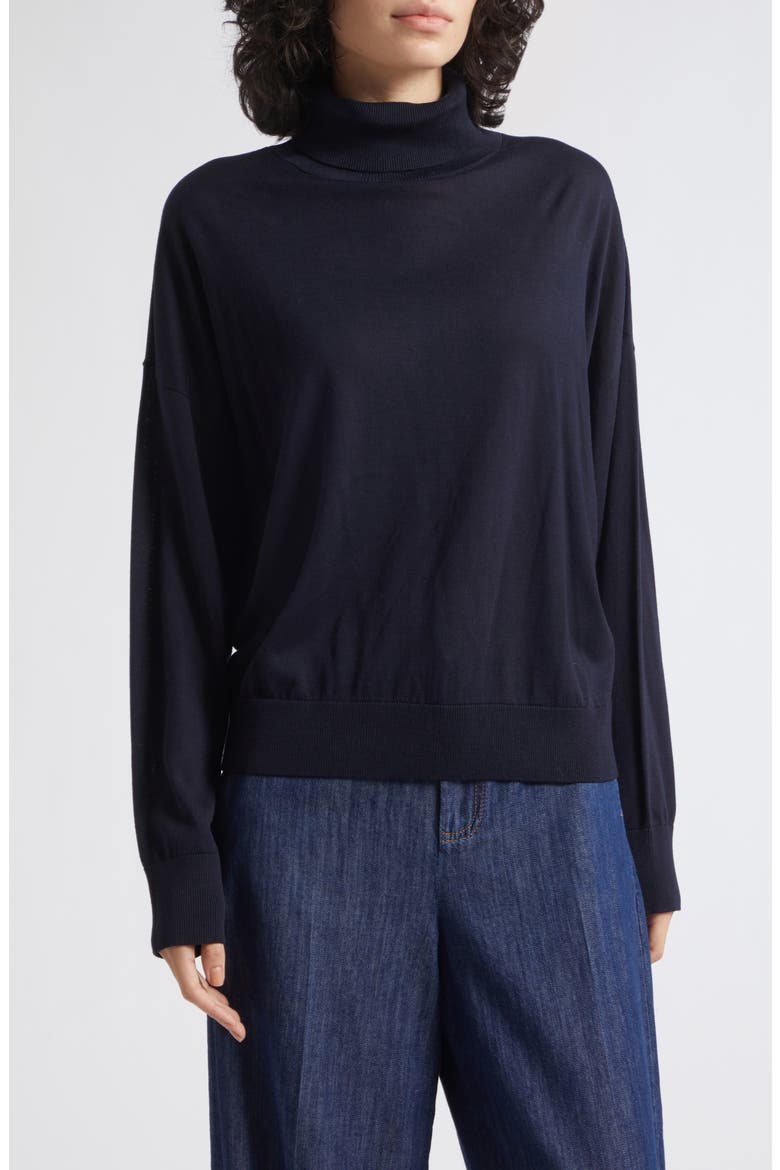 Lyocell Turtleneck Sweater, Main, color, BLACK