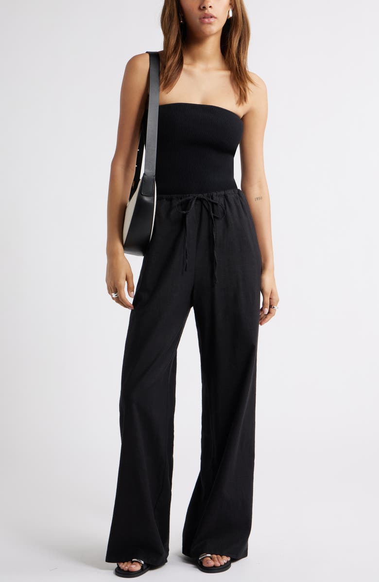 Wide Leg Linen Blend Pants