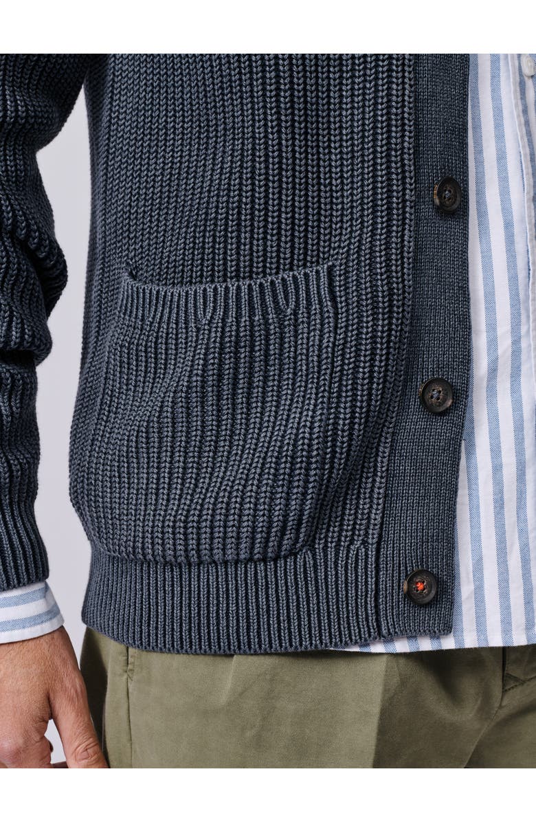 Aubin Martin Long Sleeve Collared Cardigan, Alternate, color, Navy