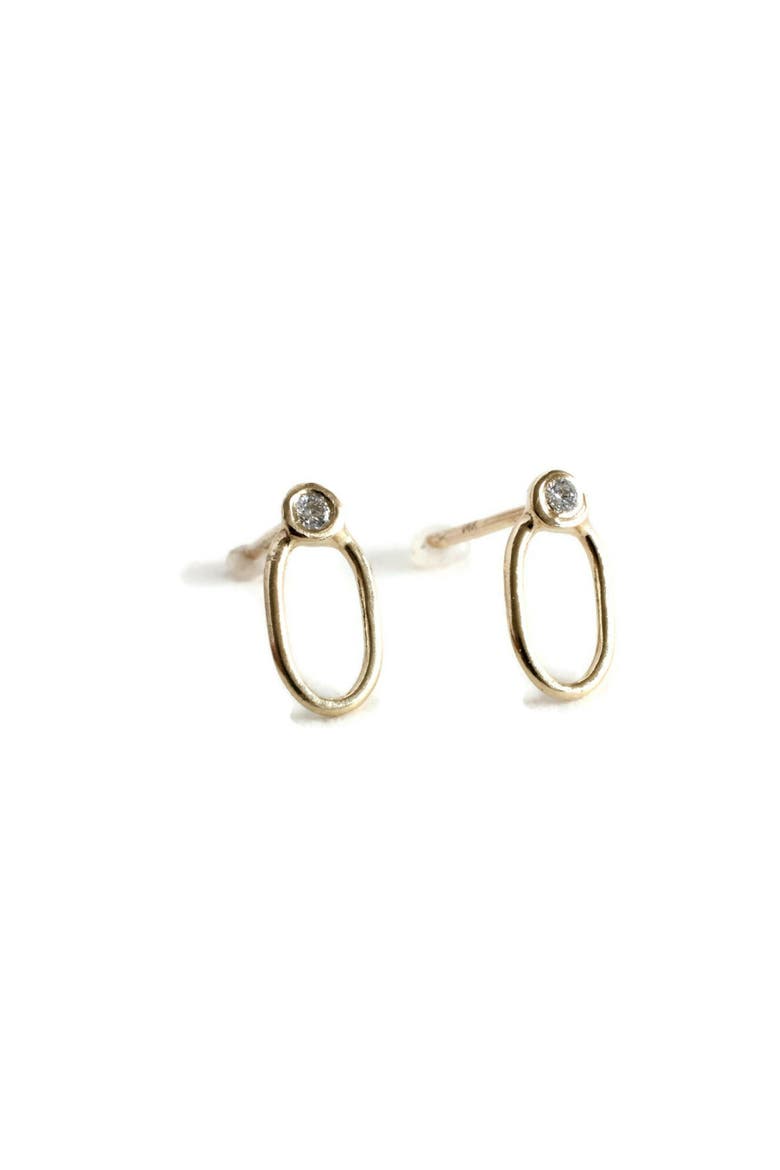 14K Sun Shower Diamond Studs, Main, color, Gold