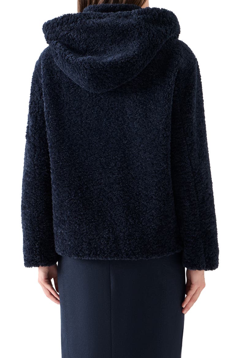 Faux Fur Hooded Short Coat, Alternate, color, NAVY