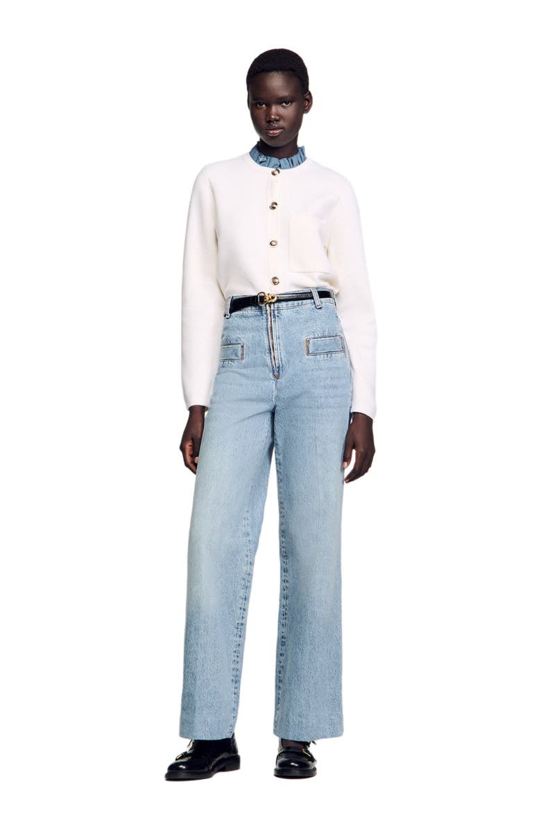 SANDRO Wide-leg jeans, Alternate, color, Blue Jean
