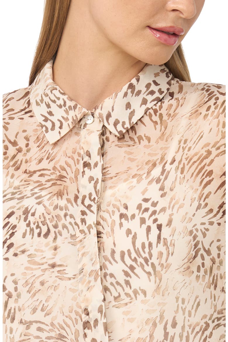 Hidden Placket Semisheer Chiffon Button-Up Shirt, Alternate, color, AFTERGLOW