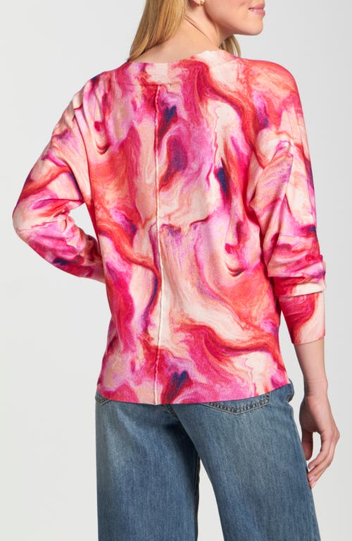 Apny Berry Marble Print Sweater In Multi